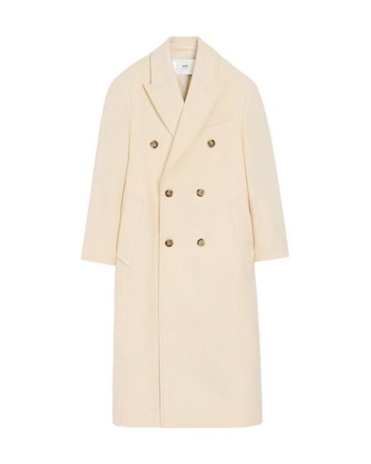 AMI Natural Ami Double Breasted Long Coat