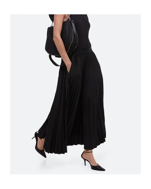 Helmut Lang Black Pleated Satin-Jacquard Maxi Skirt