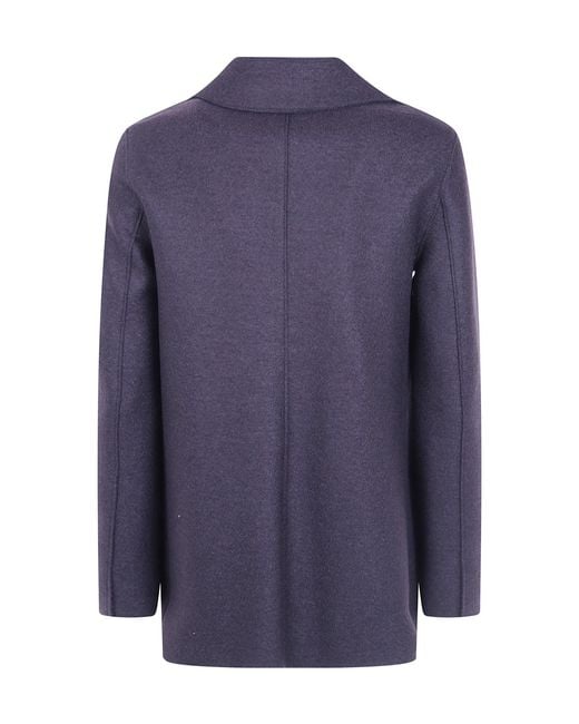 Harris Wharf London Blue Double-Breasted Cropped Coat
