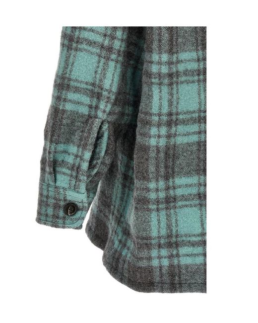 AMI Green Checked Buttoned-Up Overshirt for men