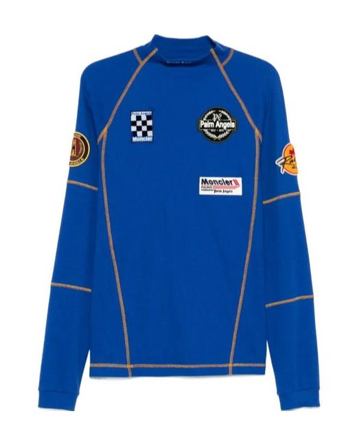 Palm Angels Blue Patch-Detail T-Shirt