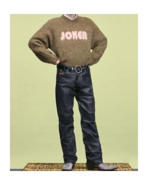 Martine Rose Brown Brushed Mohair V-Neck Jumper for men