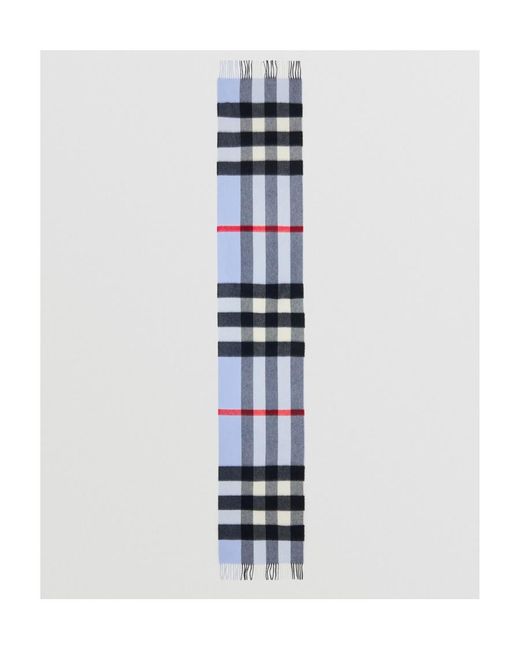Burberry Blue Vintage Check Fringed Scarf