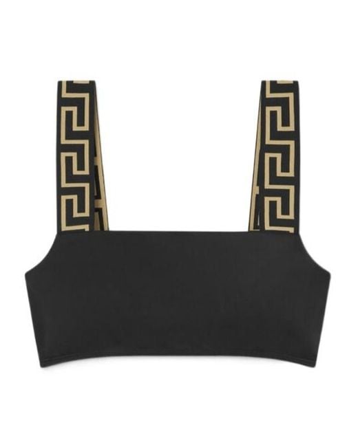 Versace Black Greca Border Bikini Top