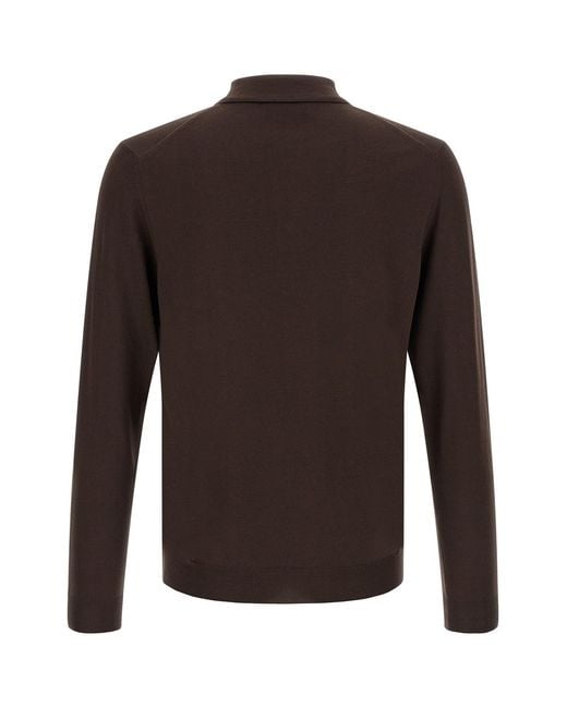 Zanone Brown Long Sleeve Polo Shirt for men