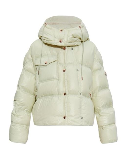 Moncler Green Erea Square-Quilted Hooded Short Down Jacket