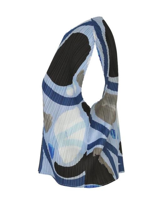 Pleats Please Issey Miyake Blue Roll Top