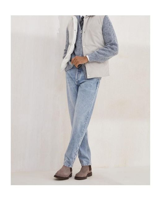 Brunello Cucinelli Blue Logo Patch Mid-Rise Jeans for men