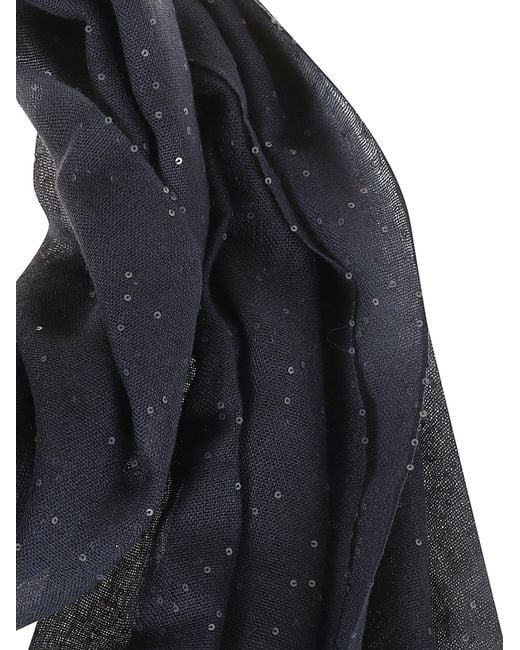 Brunello Cucinelli Black Sequined Fringed Scarf