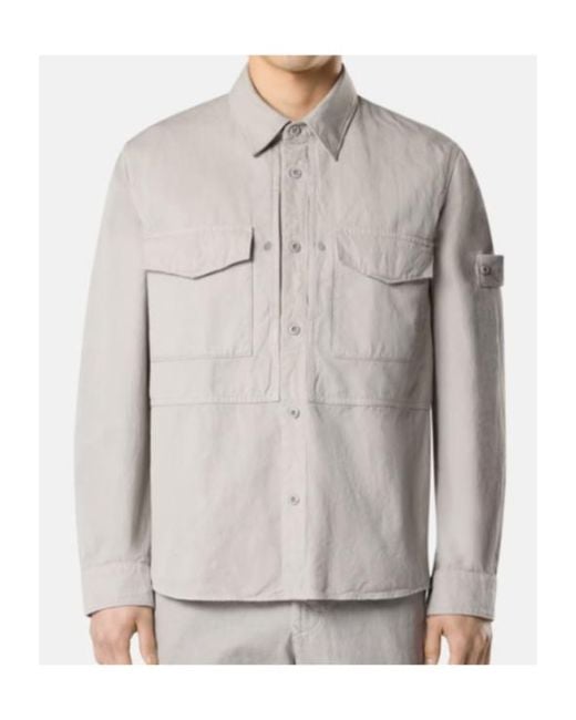Stone Island Gray Collared Long-Sleeve Shirt for men