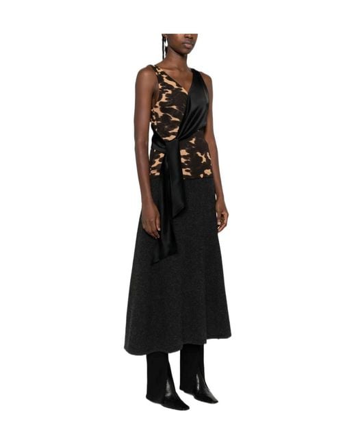 Nanushka Black Draped Print Top