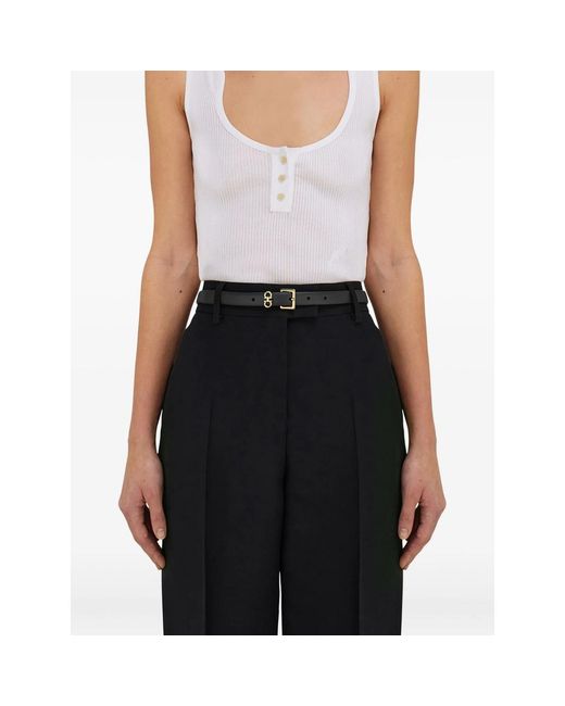 Ferragamo White Ferragamo Double Gancini Belt