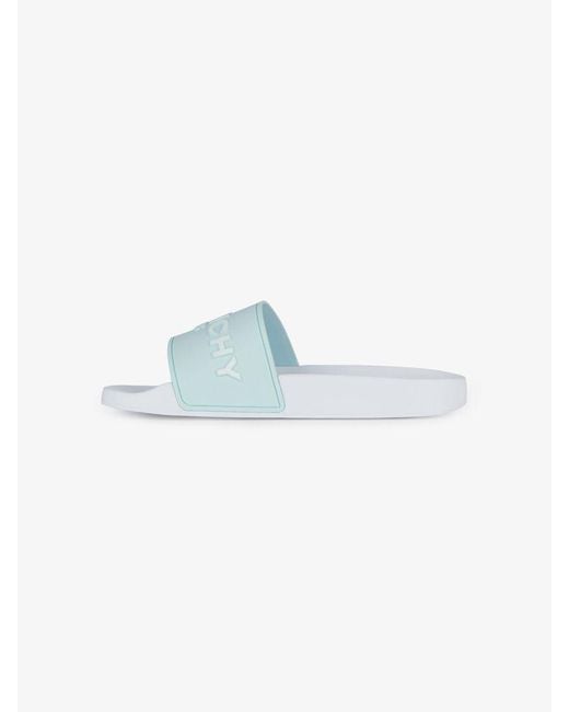 Givenchy White Logo-Embossed Slides