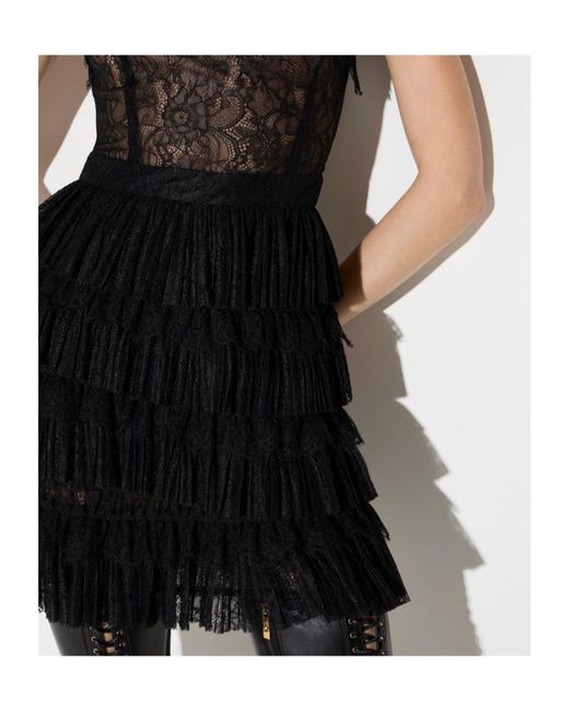 Elisabetta Franchi Black Floral Lace Mini Dress