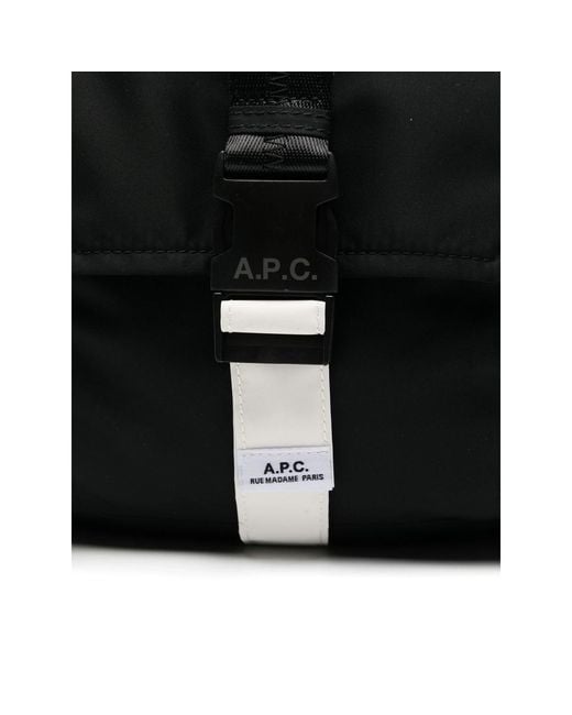 A.P.C. Black Foldover Top Backpack for men
