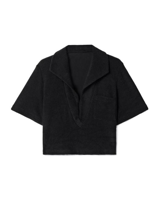 Johanna Ortiz Black Pure Cotton Cropped Shirt