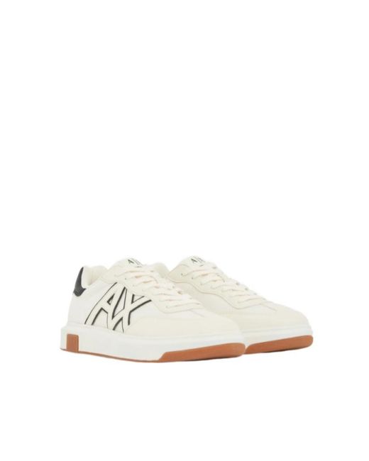 ARMANI EXCHANGE White Color-Blocked Sneakers for men