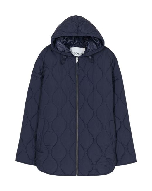 Closed Blue Quilted Oversized Jacket