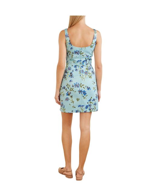Emilia Wickstead Blue Floral-Printed Twill Mini Dress