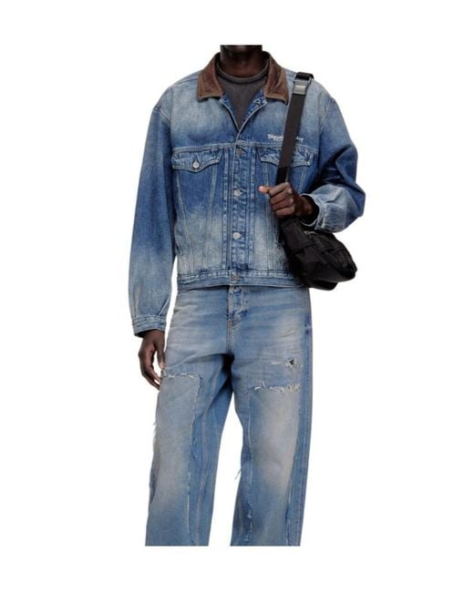 DIESEL Blue D-Denver-S1 Denim Trucker Jacket for men