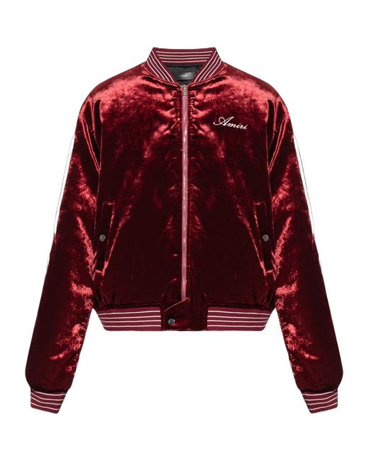 Amiri Red Zipped Bomber Jacket for men