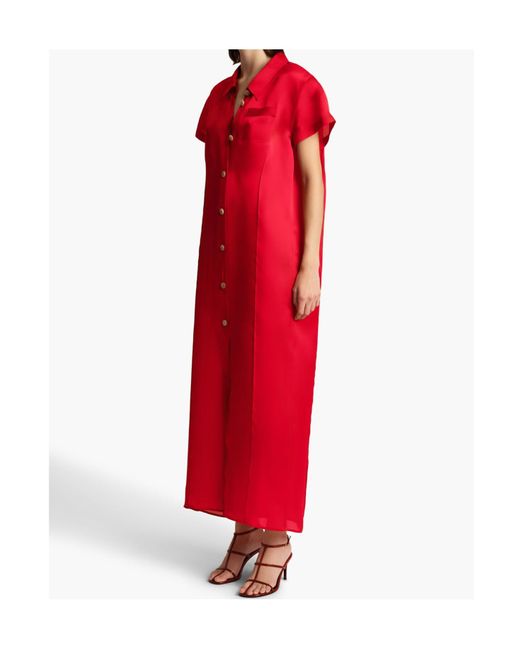 Khaite Red Effy Short-Sleeved Dress