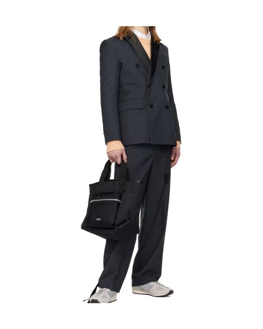 Sacai Blue Wool Blend Casual Pants for men