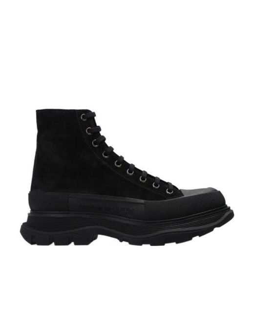 McQueen Black Tread Slick Boots for men
