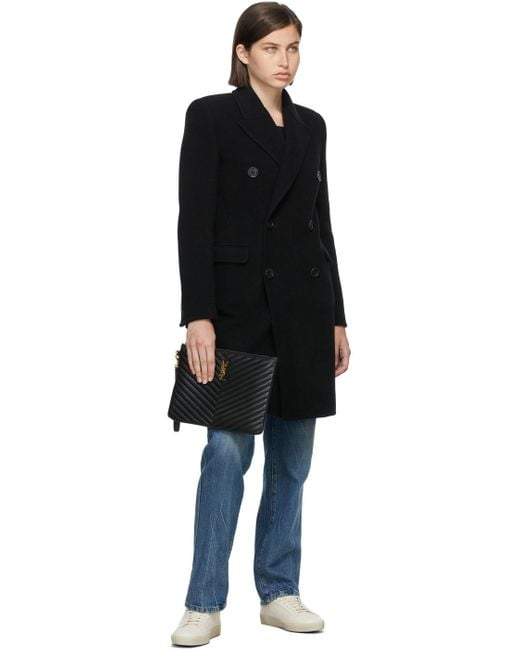 Saint Laurent Black Cassandre Matelassé Quilted Zipped Pouch