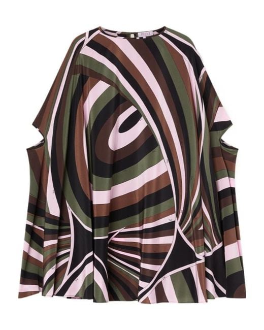 Emilio Pucci Black Iride Print Crepe De Chine Kaftan