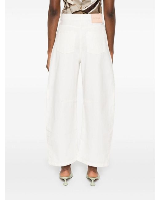 Loewe White Logo Patch Wide Leg Jeans