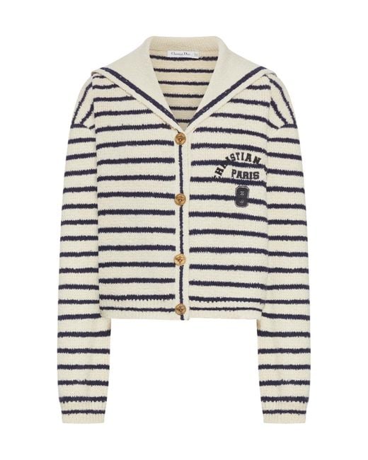 Dior White Striped Cardigan
