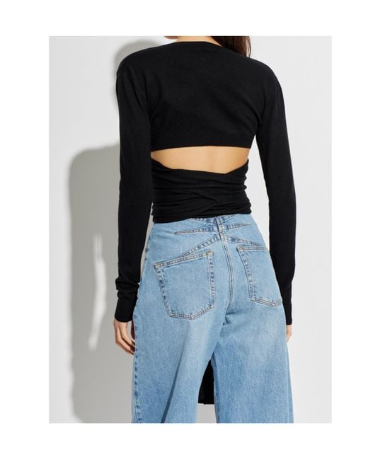 Alaïa Black V-Neck Wrap Top