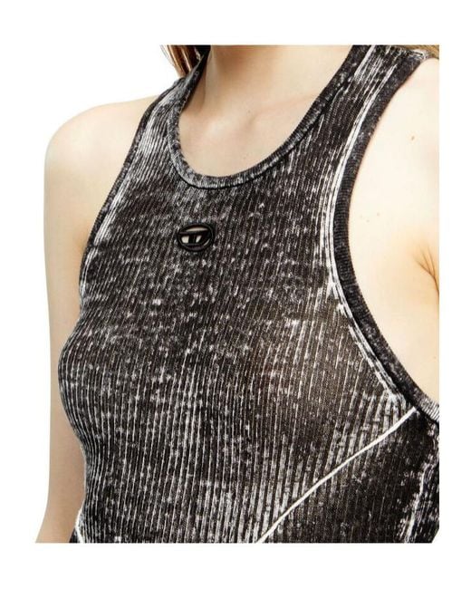 DIESEL Black Midi Dress Made Of Linen Yarn