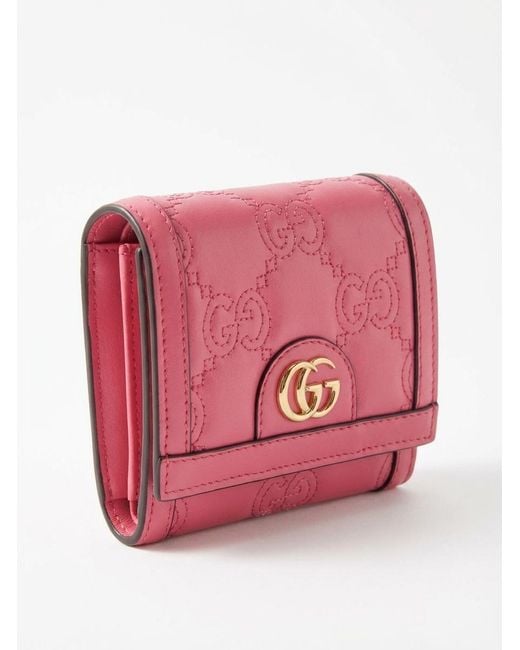 Gucci Pink Gg Matelassé Card Case Wallet