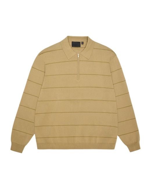 Rains Natural Striped Knit Long-Sleeved Polo Shirt for men