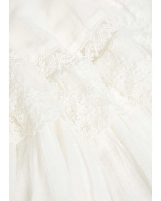 Rixo White Embroidered Cotton Top
