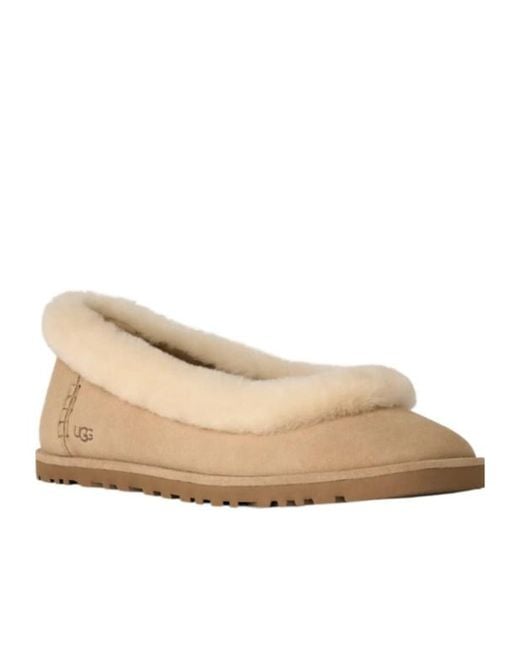Ugg Natural Zora Shearling Trim Ballet Flats