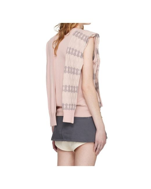 OPEN YY Pink Jacquard Layered-Sleeve Cardigan