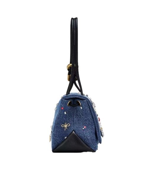 Marc Jacobs Blue The Trinket Charm Denim Large Dual Bag