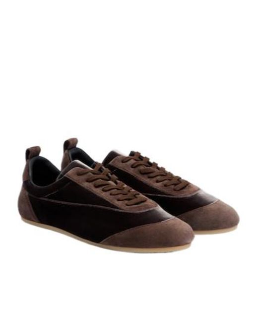 Jil Sander Brown Etage Suede-Trimmed Velvet Sneakers