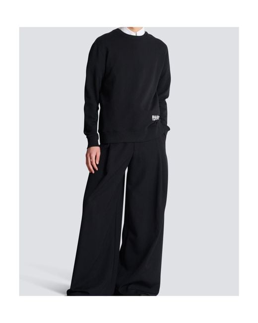 Balmain Black Logo Printed Crewneck Sweatshirt for men