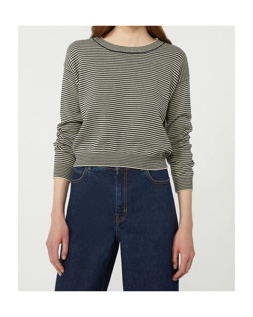 Max Mara Gray Striped Long-Sleeve Top