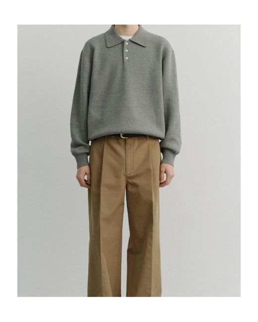 DUNST Gray Long-Sleeved Polo Shirt for men