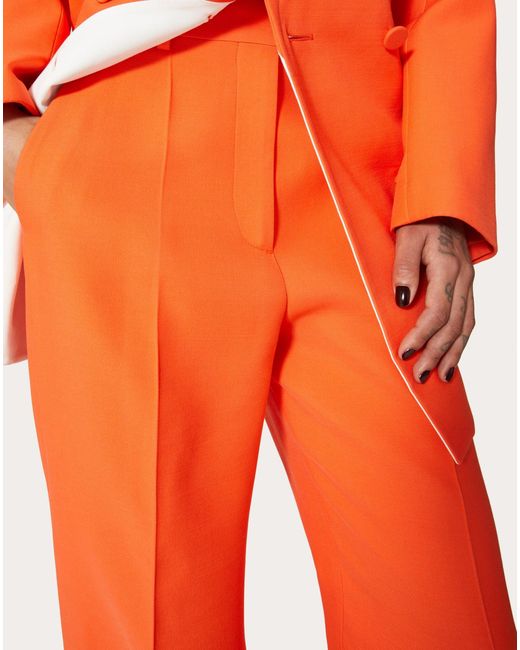Valentino Orange Pleated Wide Leg Trousers