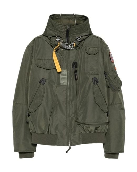 Parajumpers Green Long-Sleeved Zip-Up Down Jacket for men