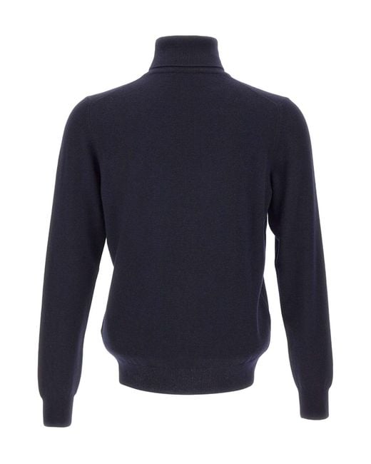 Gran Sasso Blue Ribbed-Knit Turtleneck Jumper for men