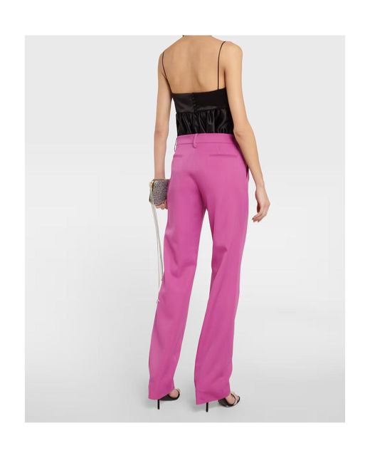 Magda Butrym Pink Low-Rise Straight Wool Pants