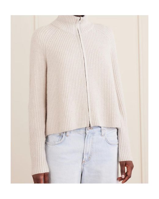 Lisa Yang White Sadie Ribbed Cashmere Cardigan