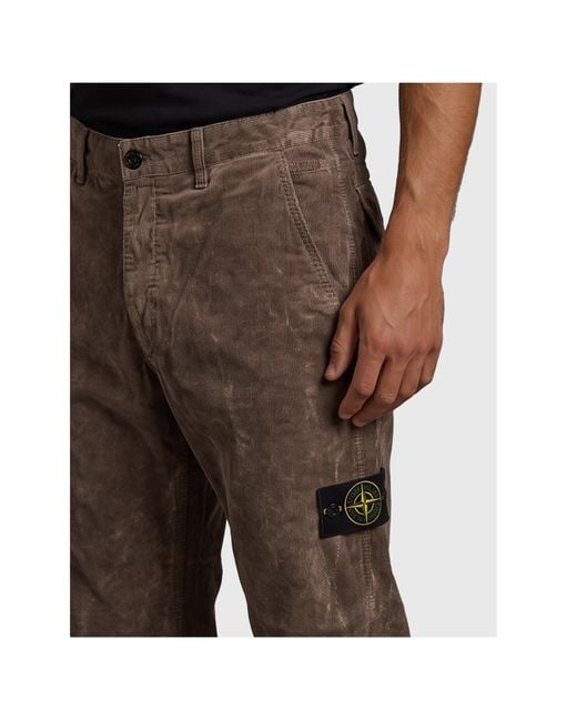 Stone Island Brown Casual Trousers With Belt Loops for men